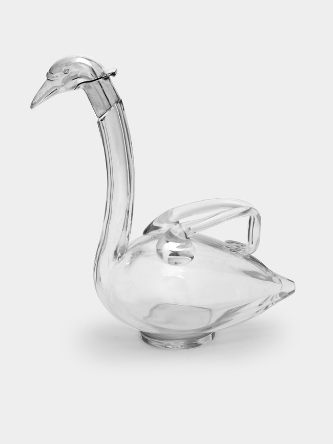 Antique and Vintage - 1920s Czech Swan Glass and Brass Wine Decanter -  - ABASK - 