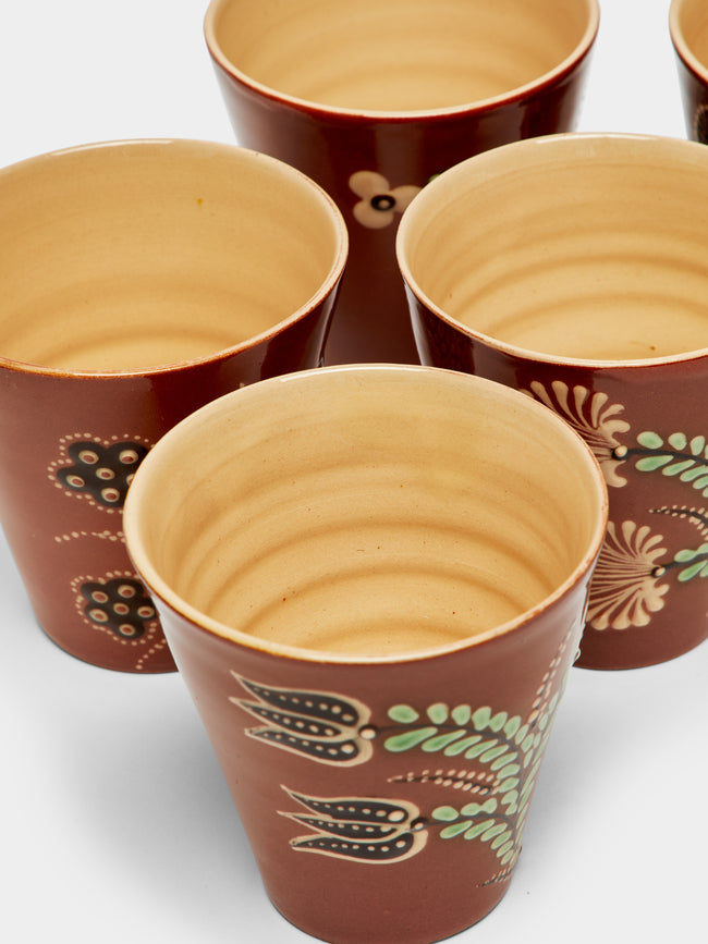 Poterie d’Évires - Flowers Hand-Painted Ceramic Coffee Cups (Set of 6) -  - ABASK