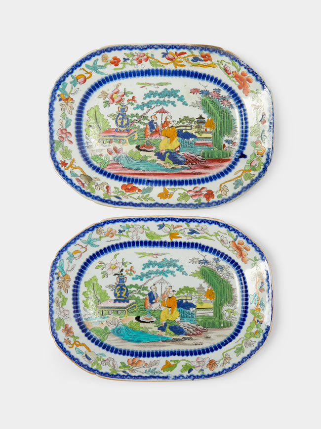 Antique and Vintage - 1820s Mogul Masons Ironstone Platters (Set of 2) - Multiple - ABASK - 