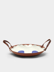 Silvia K Ceramics - Hand-Glazed Terracotta Large Serving Bowl with Leather Handle -  - ABASK - 
