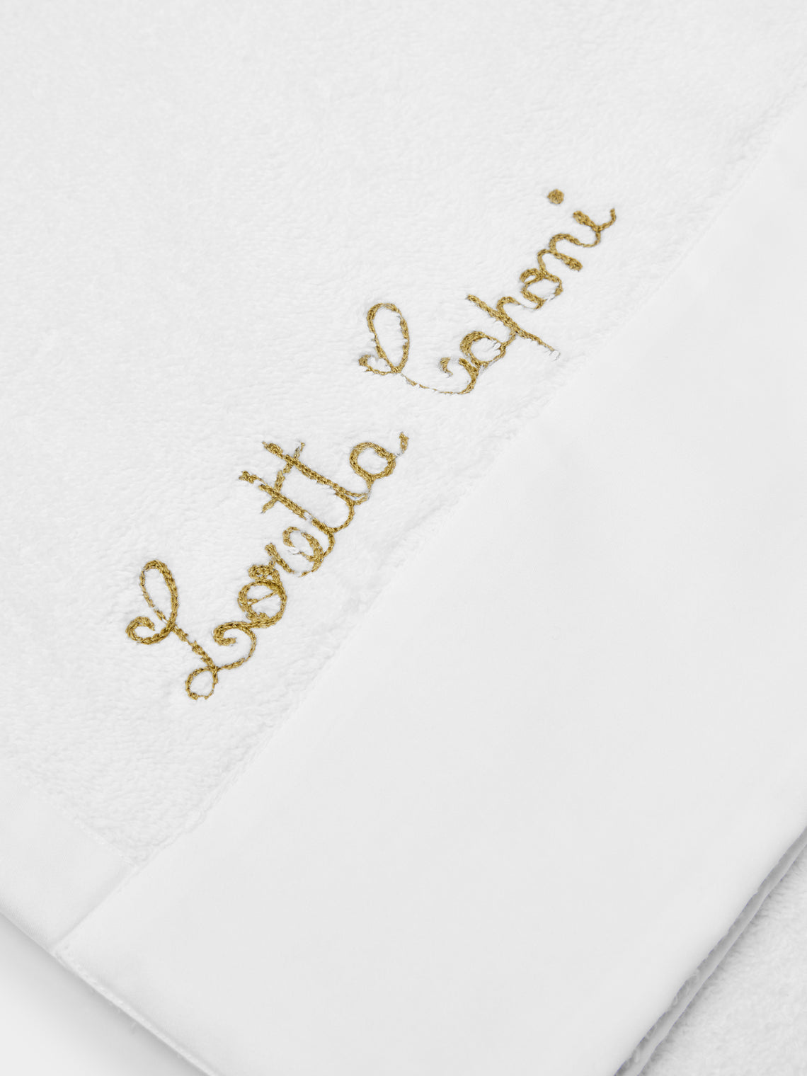 Loretta Caponi - Palm Tree Hand-Embroidered Cotton Bath Towel -  - ABASK