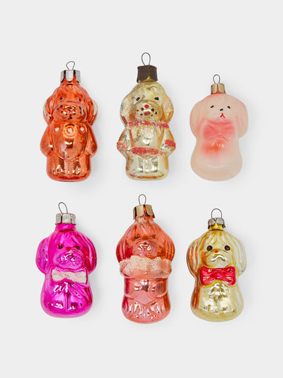 Antique and Vintage - 1950s-1960s Vintage Dogs Glass Tree Decorations (Set of 6) -  - ABASK - 