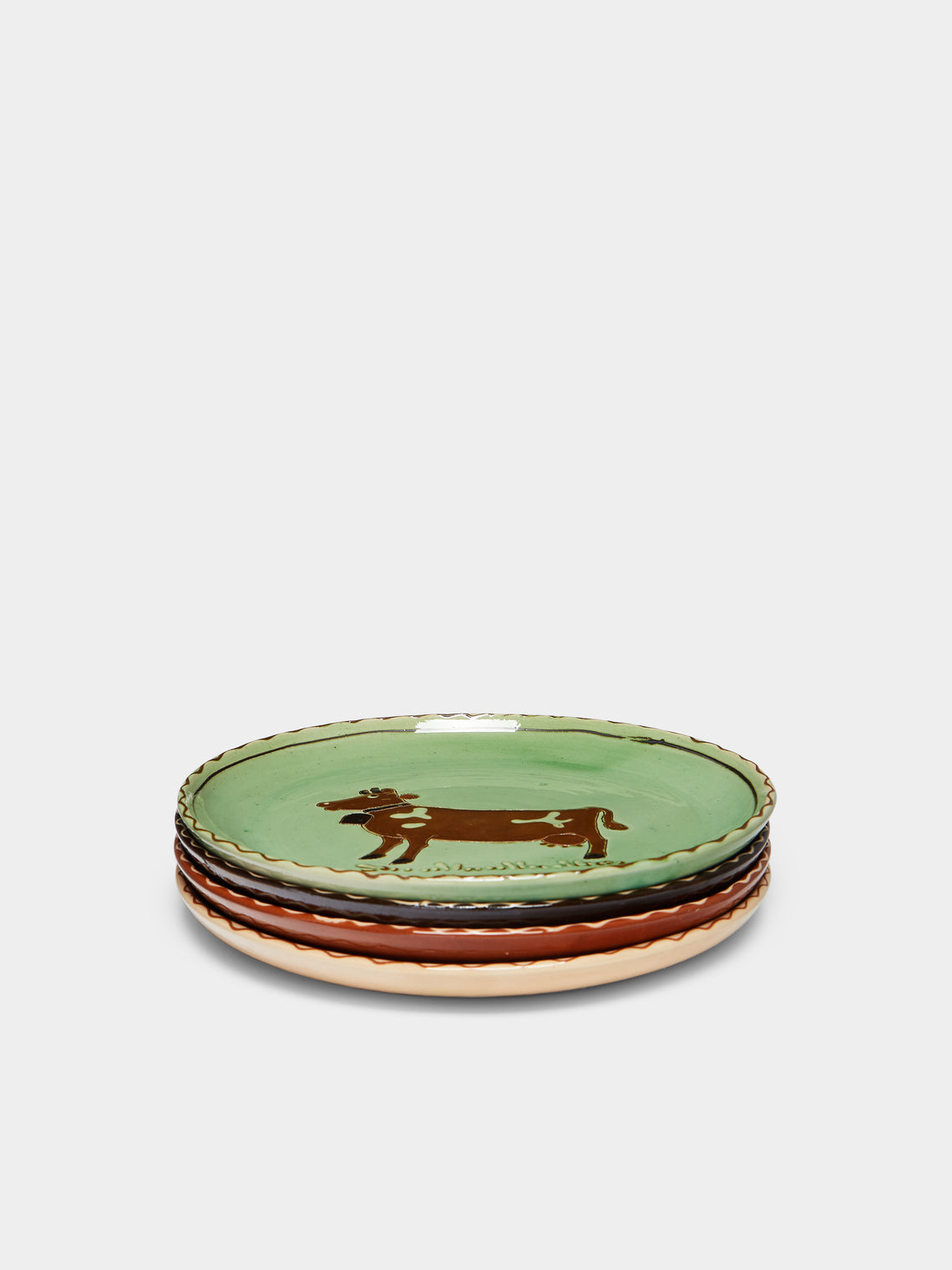 Poterie d’Évires - Cows Hand-Painted Ceramic Small Plates (Set of 4) -  - ABASK