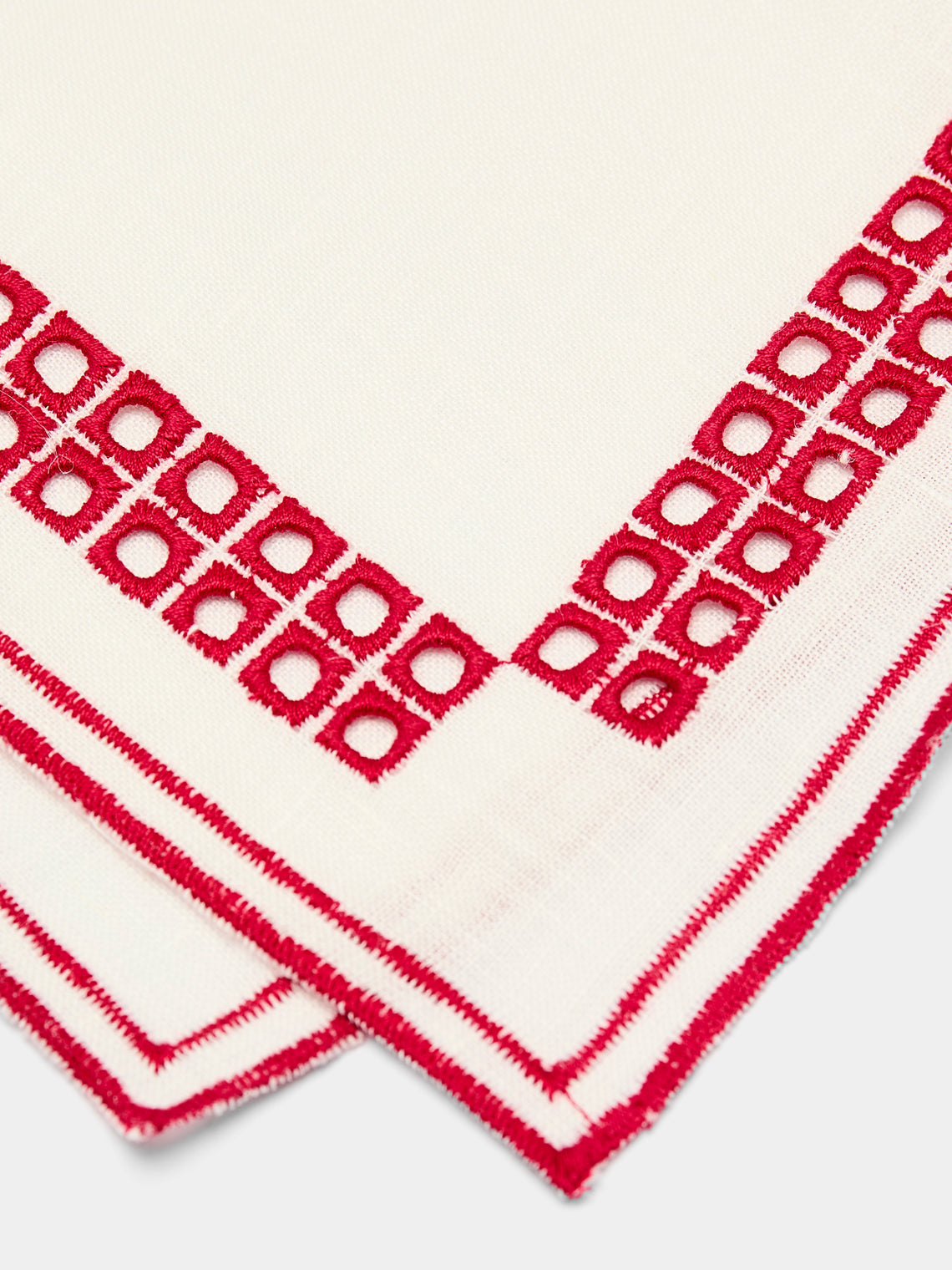 Borgo delle Tovaglie - Eva Rosso Embroidered Linen Napkins (Set of 4) -  - ABASK