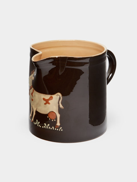Poterie d’Évires - Cows Hand-Painted Ceramic Straight-Edge Jug -  - ABASK - 