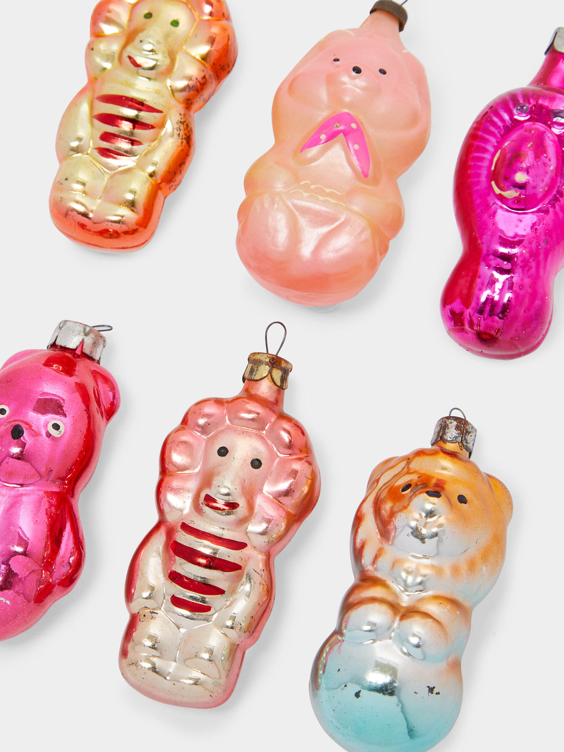 Antique and Vintage - 1950s-1960s Lions, Tigers and Bears Glass Tree Decorations (Set of 6) -  - ABASK