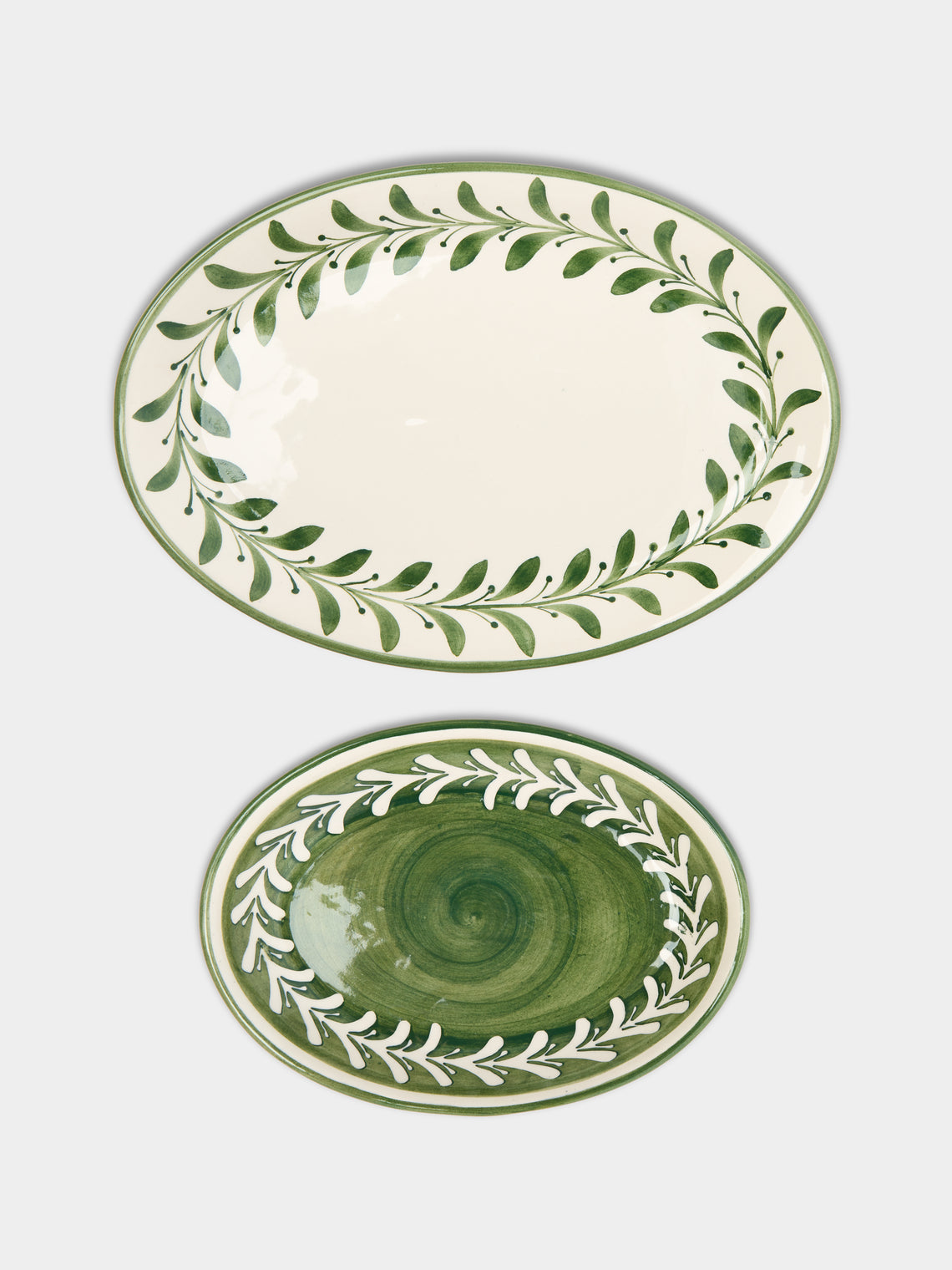 CasaLatina - Helecho Hand-Painted Ceramic Serving Platters (Set of 2) -  - ABASK - 