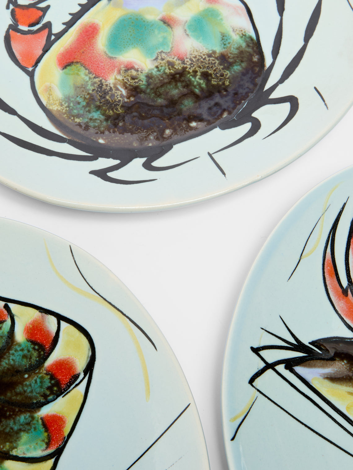 Antique and Vintage - 1950s Pornic Hand-Painted Ceramic Fish Plates (Set of 6) -  - ABASK