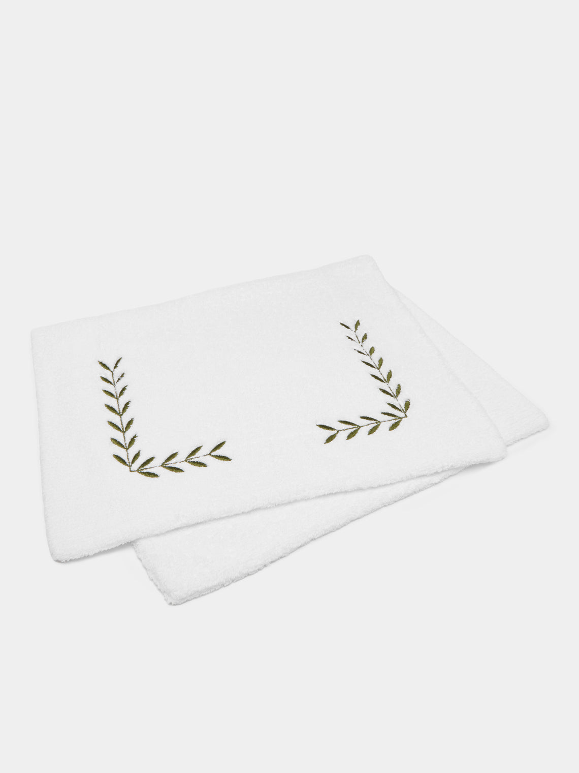 Heirlooms - Laurel Leaf Embroidered Egyptian Cotton Bath Mat -  - ABASK