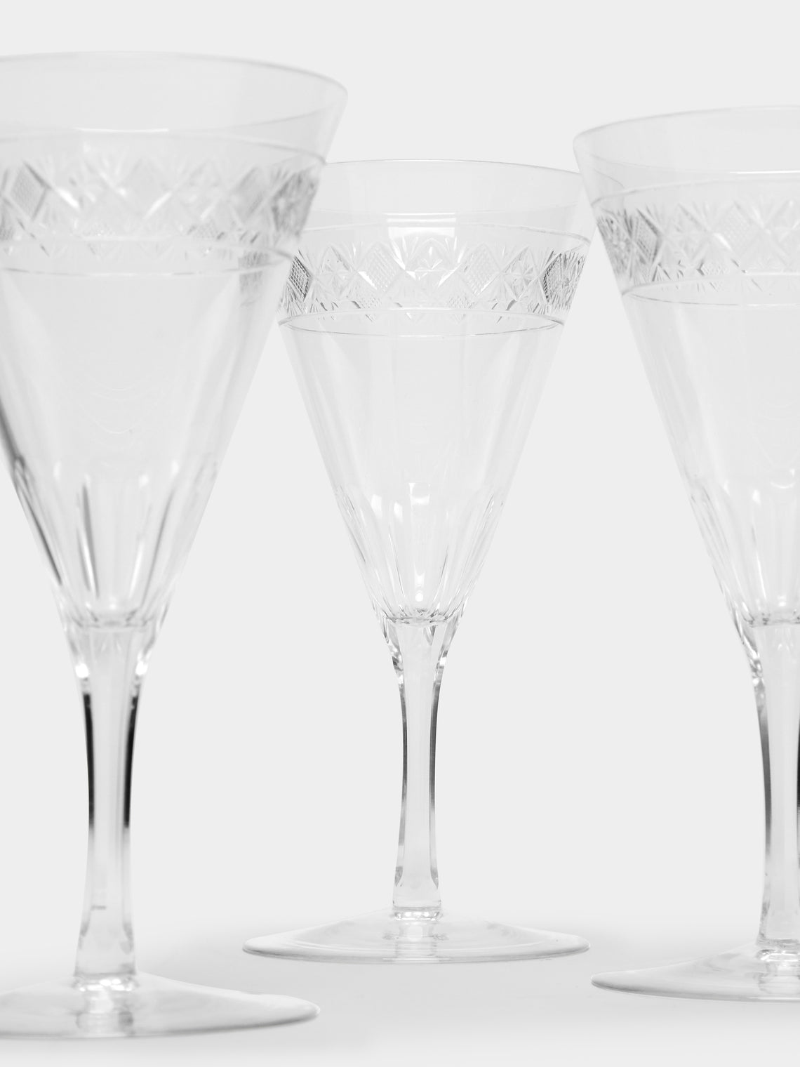 Antique and Vintage - 1900s Edwardian Cut Crystal Red Wine Glasses (Set of 8) -  - ABASK