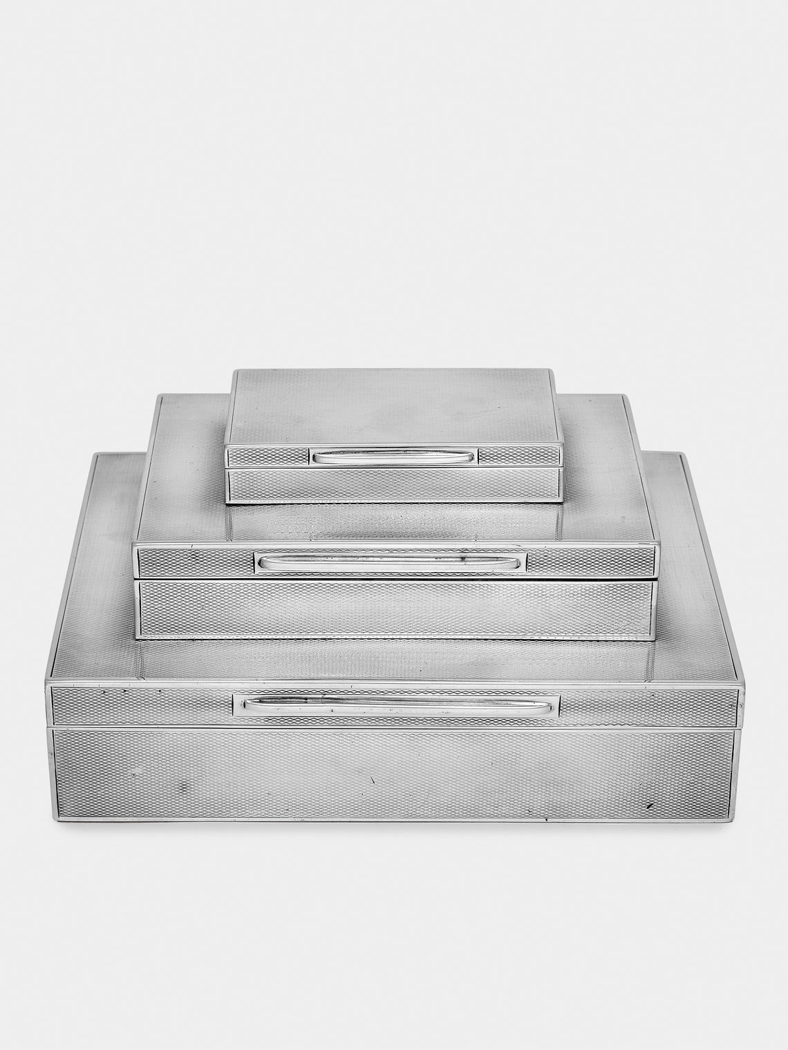 Antique and Vintage - 1950s Three-Tier Sterling Silver Cigar and Cigarette Box -  - ABASK
