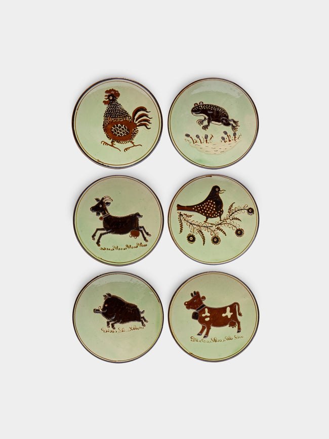 Poterie d’Évires - Animals Hand-Painted Ceramic Dessert Plates (Set of 6) -  - ABASK - 