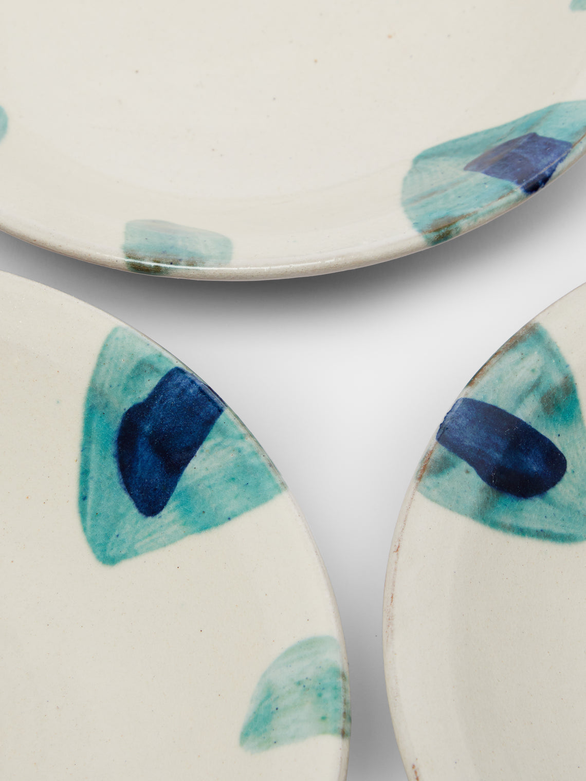 Malaika - Wadi Hand-Painted Ceramic Deep Plates (Set of 4) - Blue - ABASK