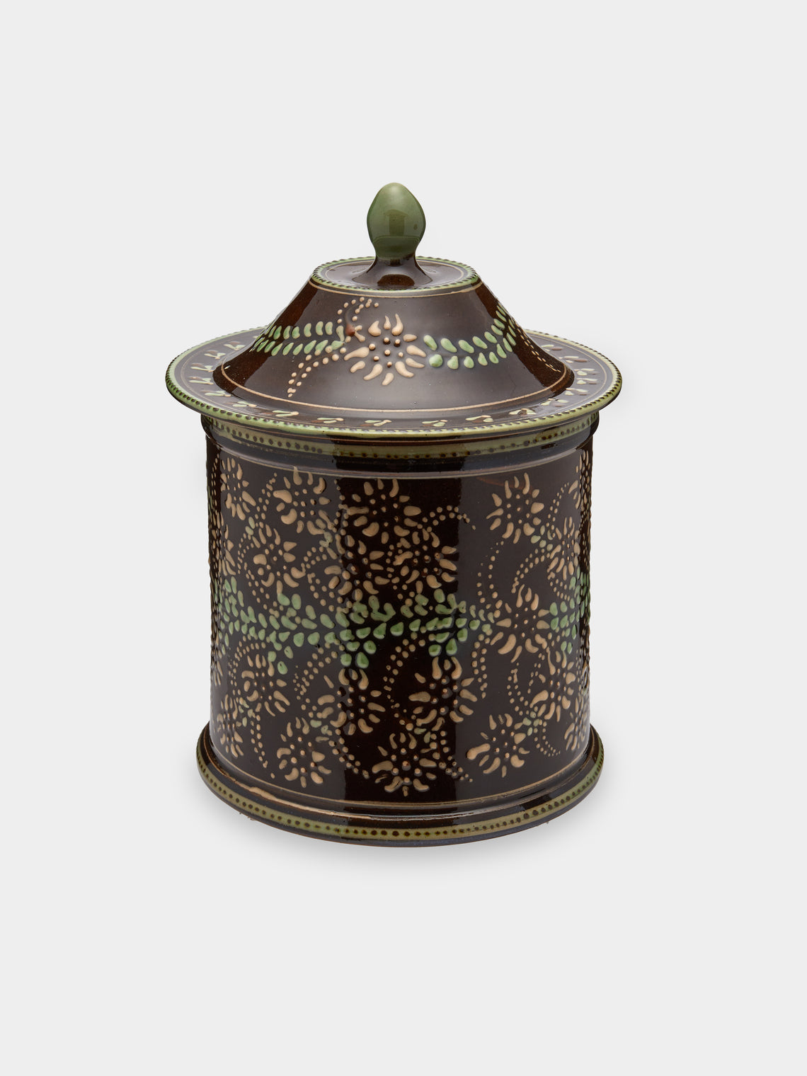 Poterie d’Évires - Flowers Hand-Painted Ceramic Medium Lidded Pot -  - ABASK - 