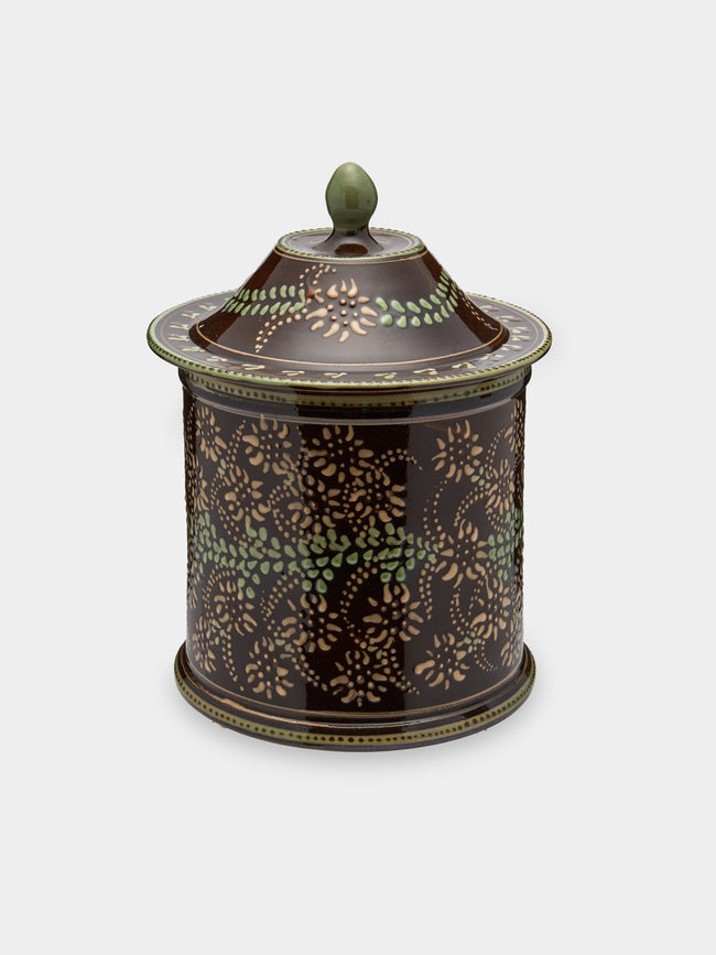 Poterie d’Évires - Flowers Hand-Painted Ceramic Medium Lidded Pot -  - ABASK - 