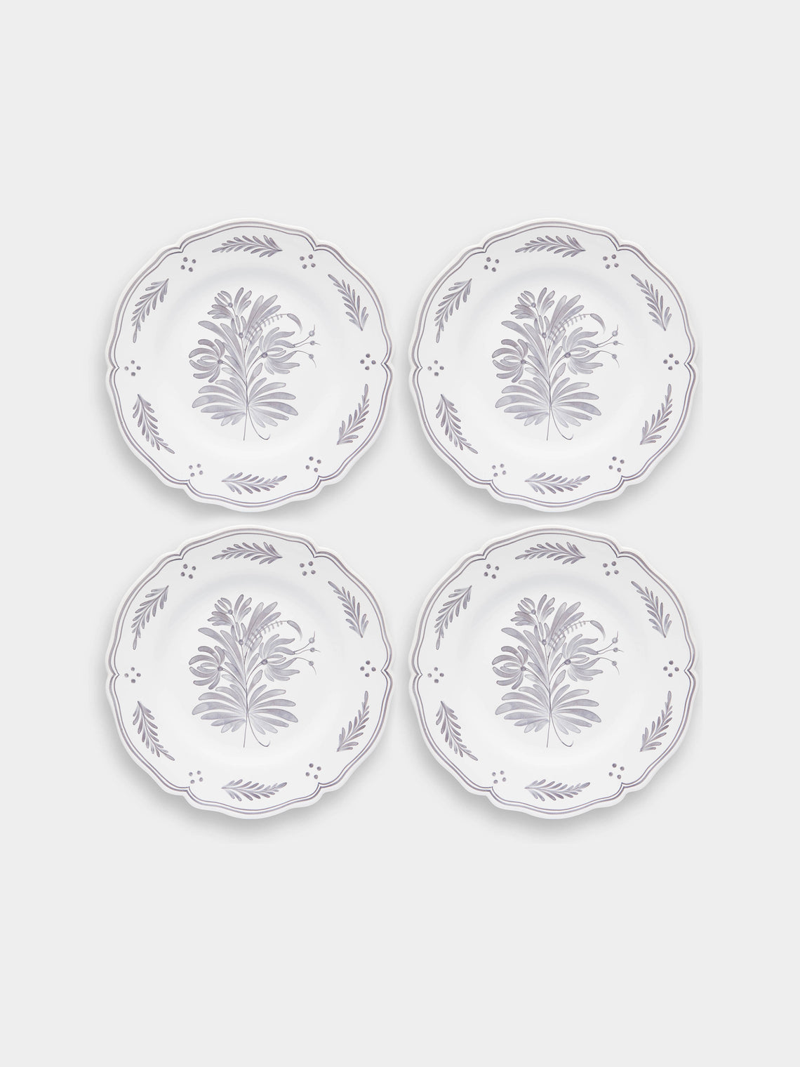 Bourg Joly Malicorne - Antique Fleurs Hand-Painted Ceramic Side Plates (Set of 4) -  - ABASK