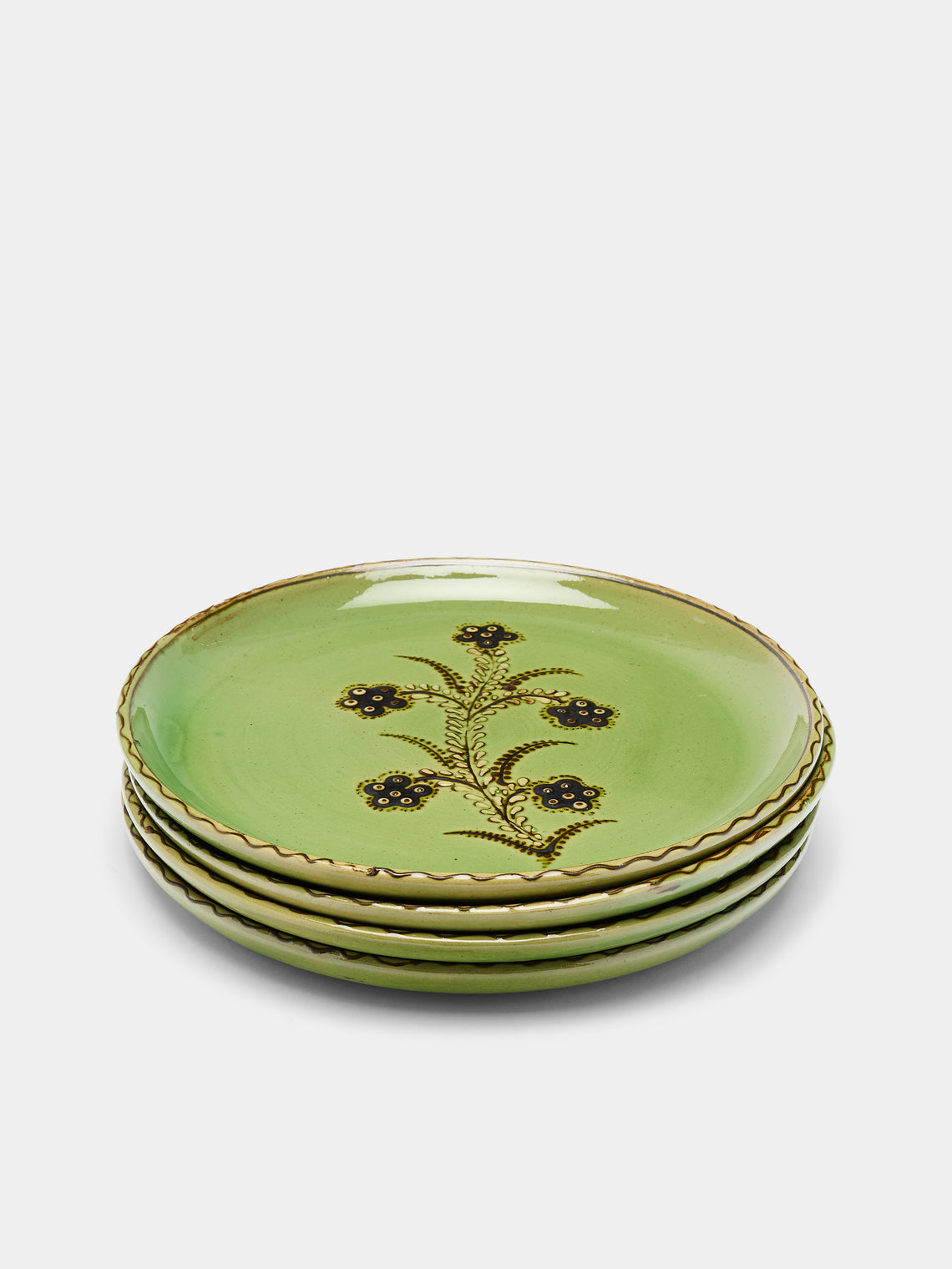 Poterie d’Évires - Flowers Hand-Painted Ceramic Dinner Plates (Set of 4) -  - ABASK