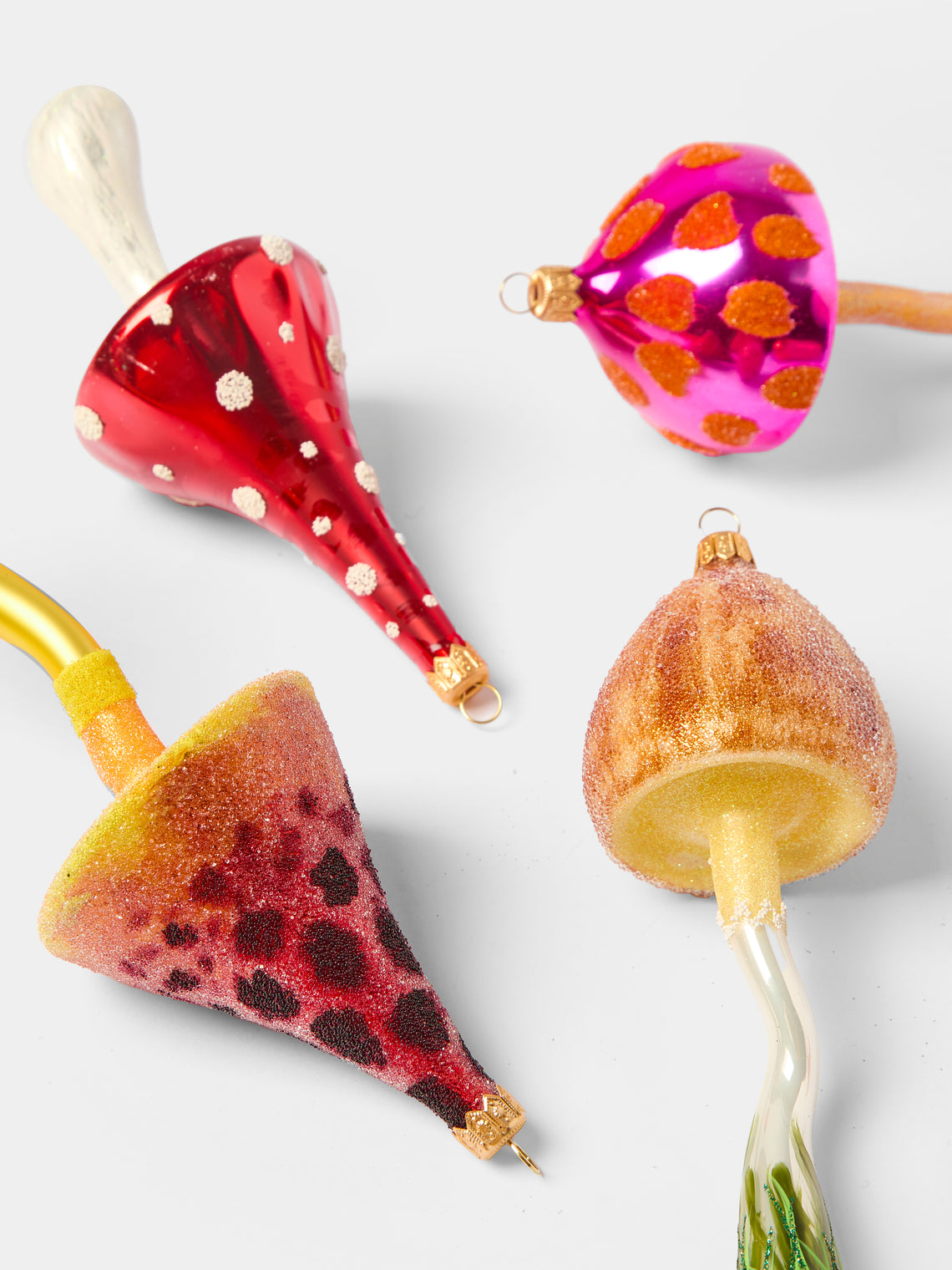 Antique and Vintage - Hand-Blown Glass Mushroom Tree Decorations (Set of 8) -  - ABASK