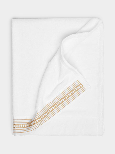 Loretta Caponi - Arrows Hand-Embroidered Cotton Bath Sheet -  - ABASK - 