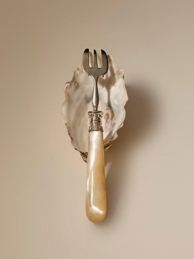 Antique and Vintage - 19th-Century Solid Silver and Mother-of-Pearl Oyster Forks (Set of 12) -  - ABASK