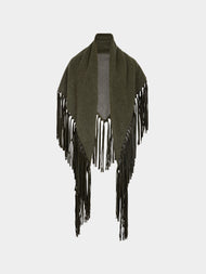 Alonpi - Double-Faced Cashmere Long Shawl with Leather Fringing | One Size -  - ABASK - 