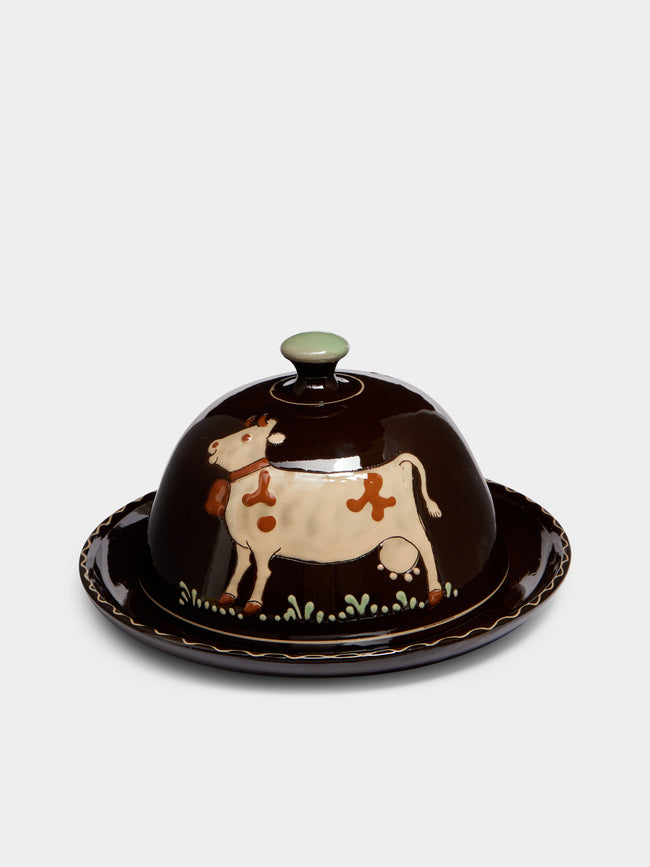 Poterie d’Évires - Cows Hand-Painted Ceramic Large Butter Dish -  - ABASK - 