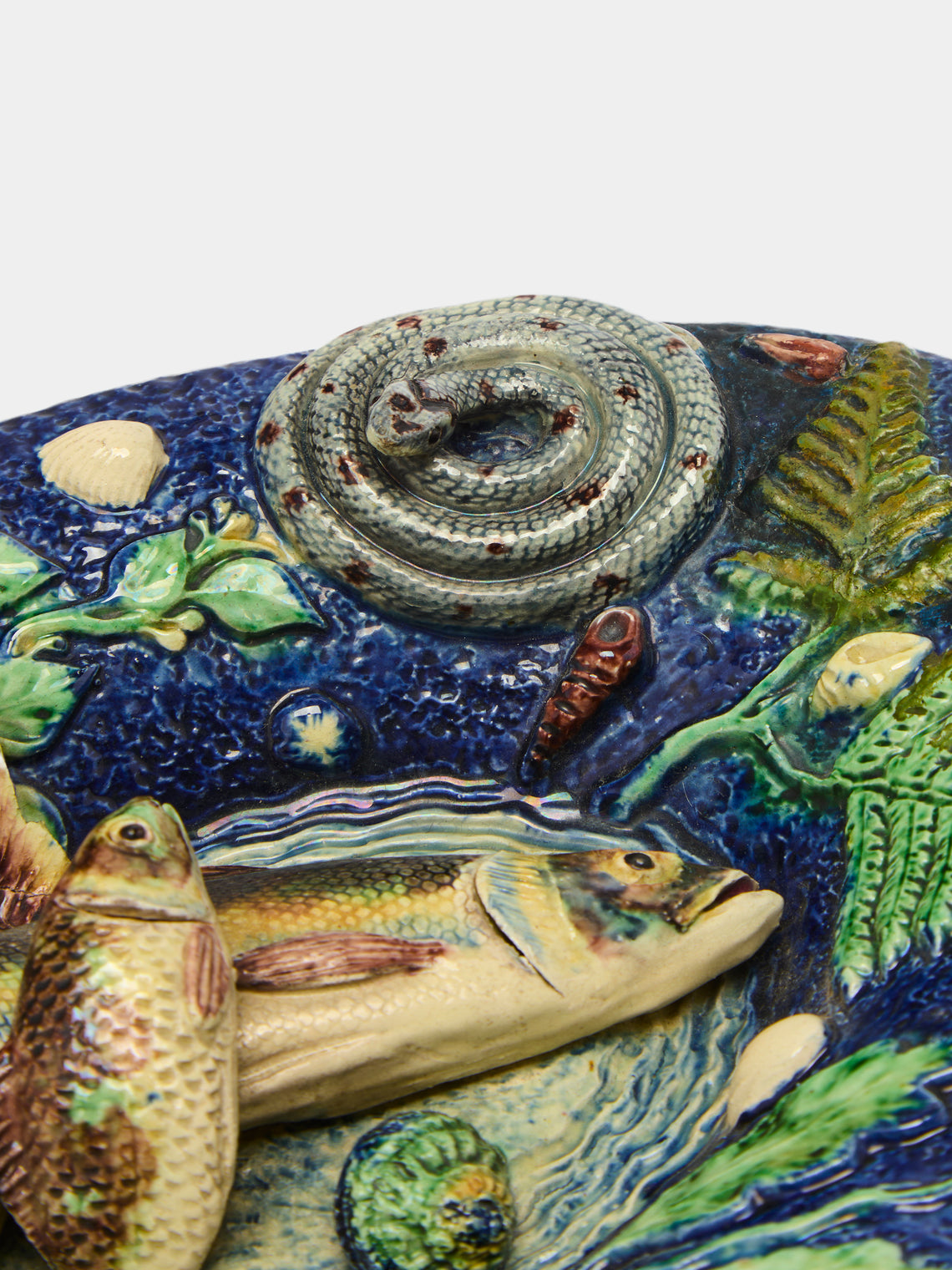 Antique and Vintage - 1900s Majolica Ceramic Fish Platter -  - ABASK