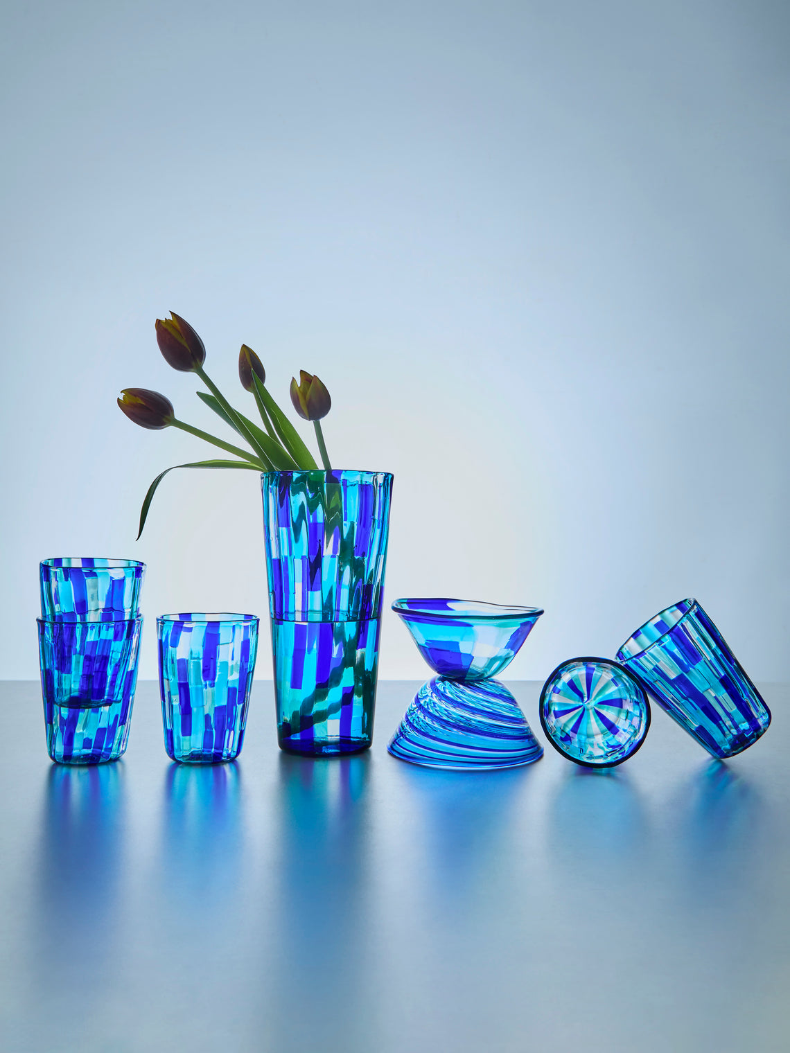 Acquamarina Hand-Blown Murano Glass Vase