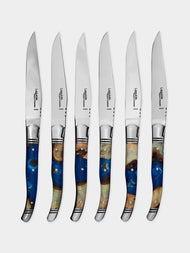 Goyon-Chazeau - Laguiole Pressed Flowers Resin Table Knives (Set of 6) -  - ABASK - 