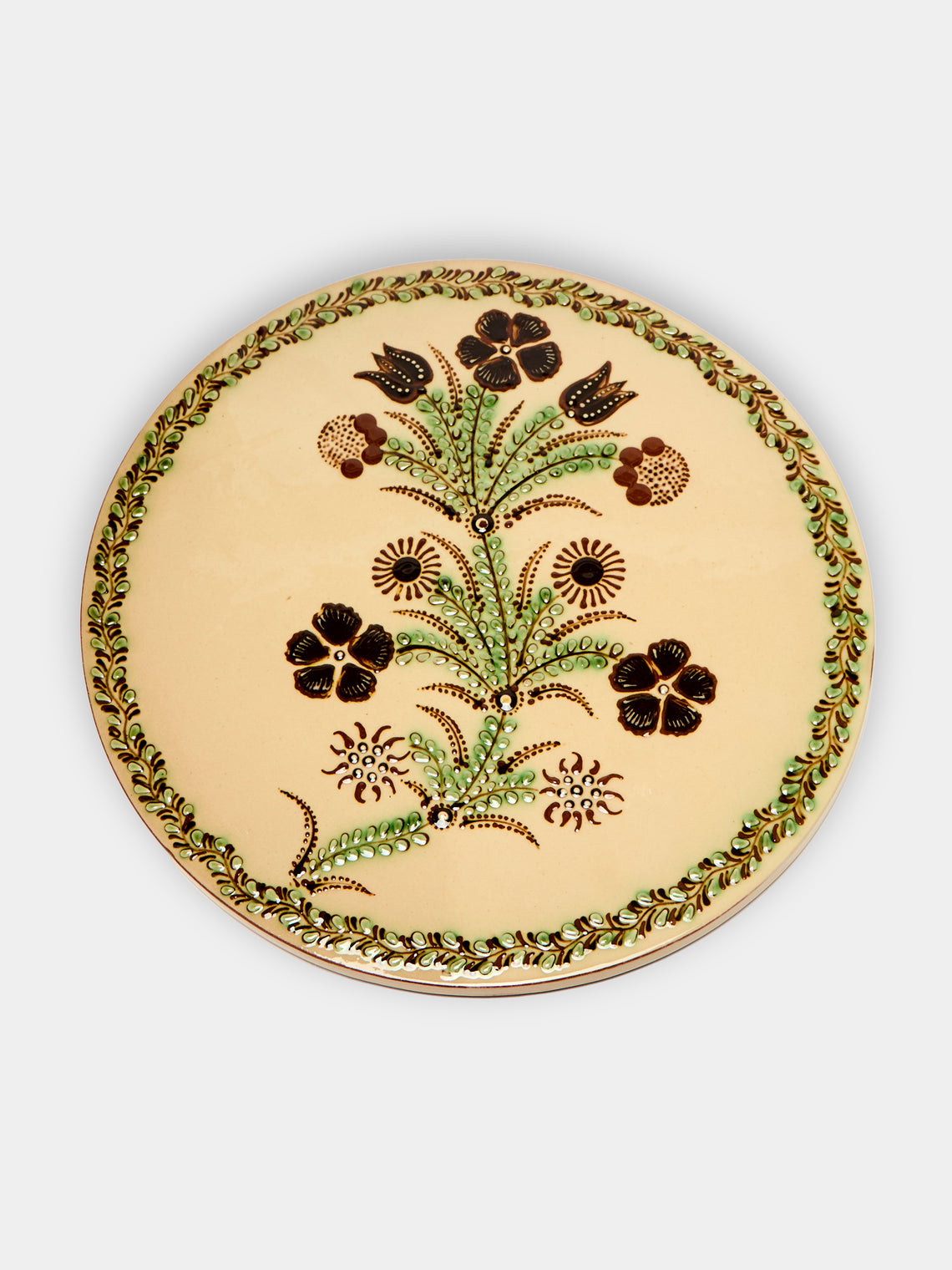 Poterie d’Évires - Flowers Hand-Painted Ceramic Flat Platter -  - ABASK - 