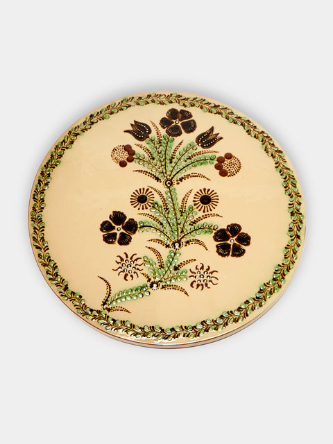 Poterie d’Évires - Flowers Hand-Painted Ceramic Flat Platter -  - ABASK - 