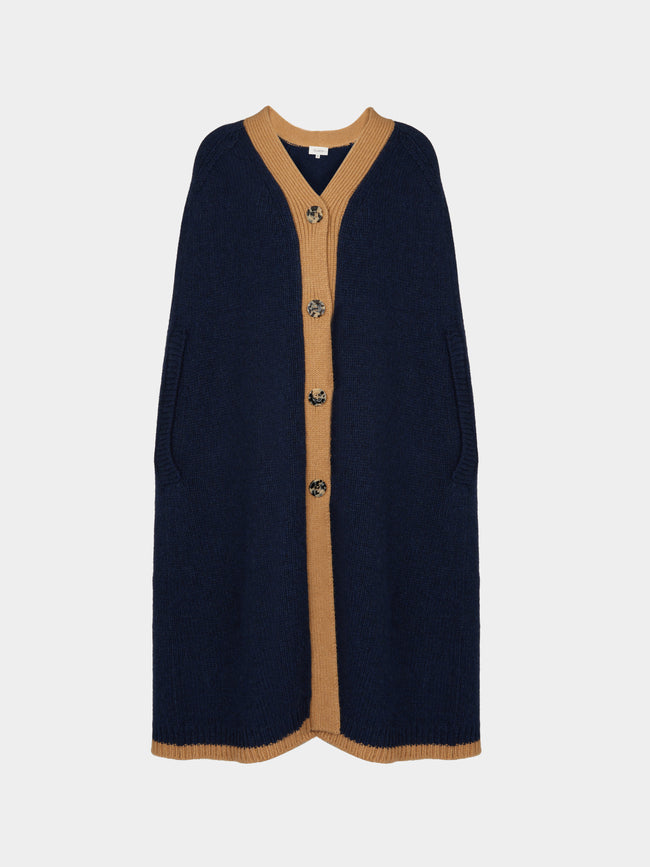 Isa Arfen - Lambswool and Cashmere Colour-Block Cape | One Size -  - ABASK - 