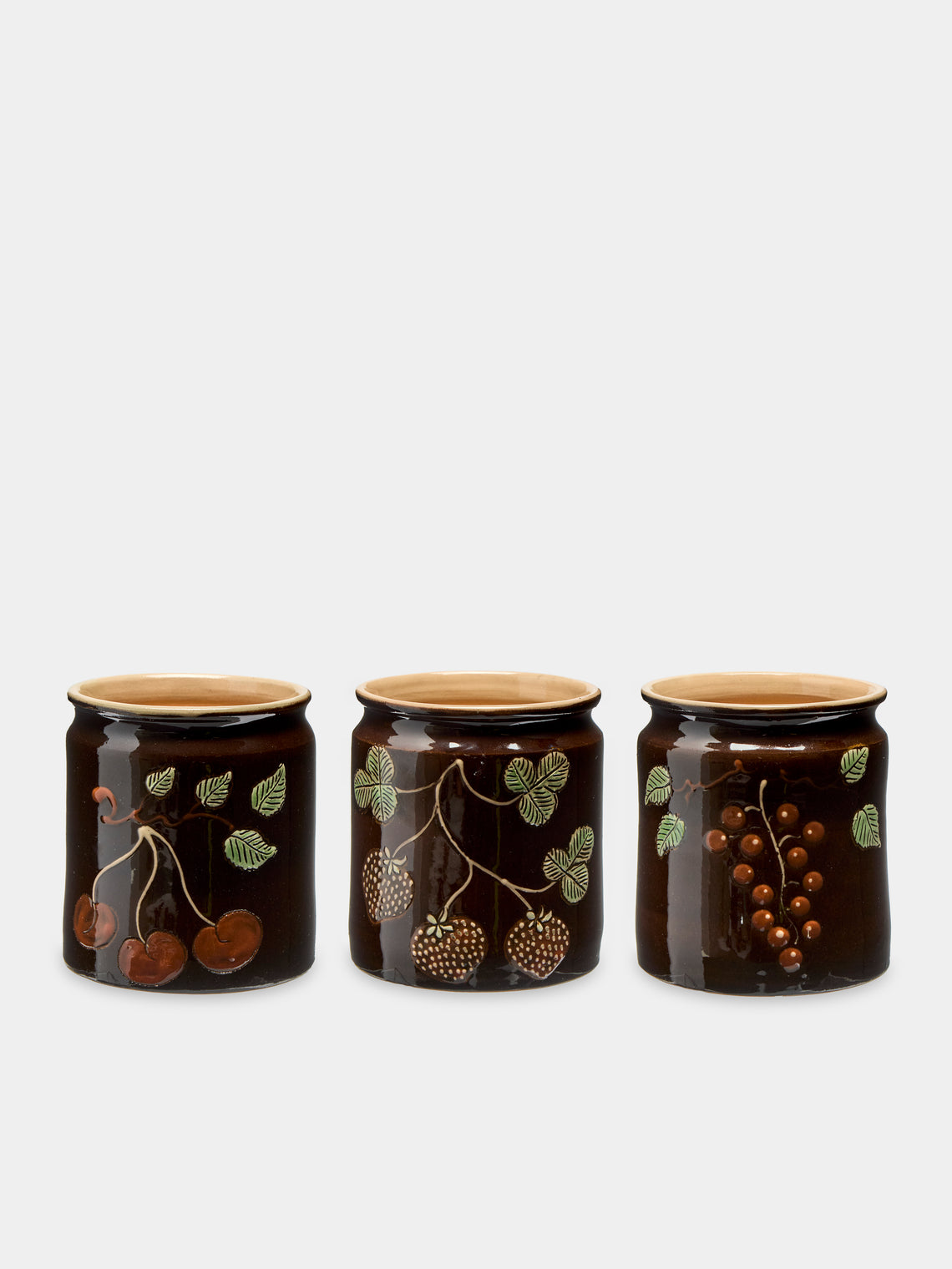 Poterie d’Évires - Cherries and Berries Hand-Painted Ceramic Jars (Set of 3) -  - ABASK - 