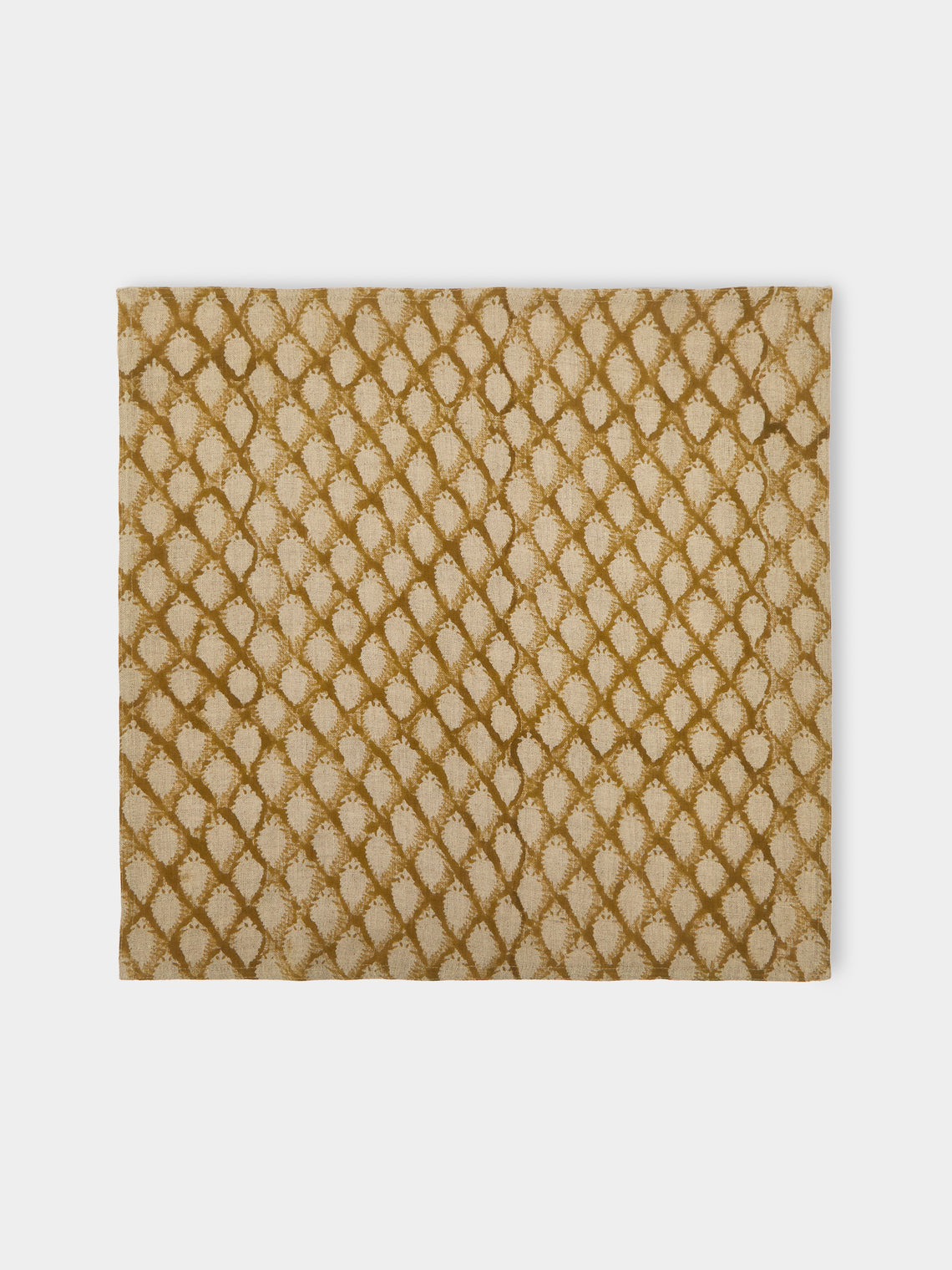 Chamois - Cypress Block-Printed Linen Napkins (Set of 4) -  - ABASK