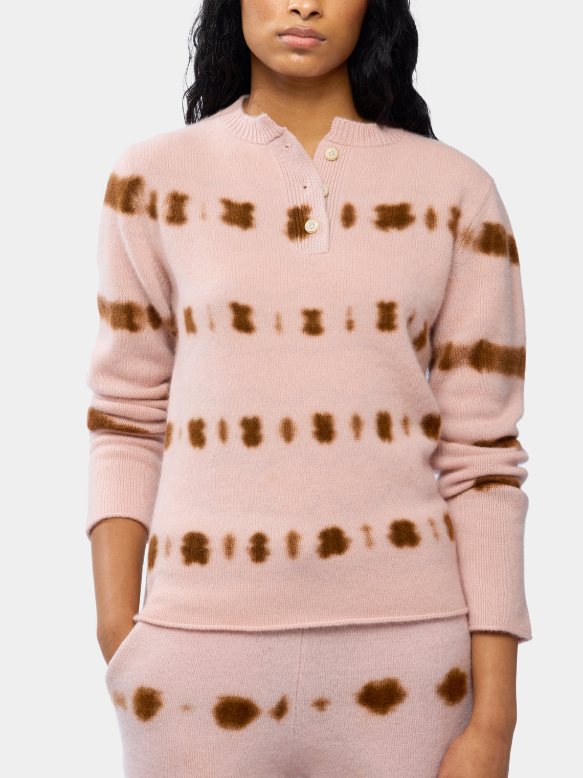 Rave-Dye Cashmere Henley Sweater