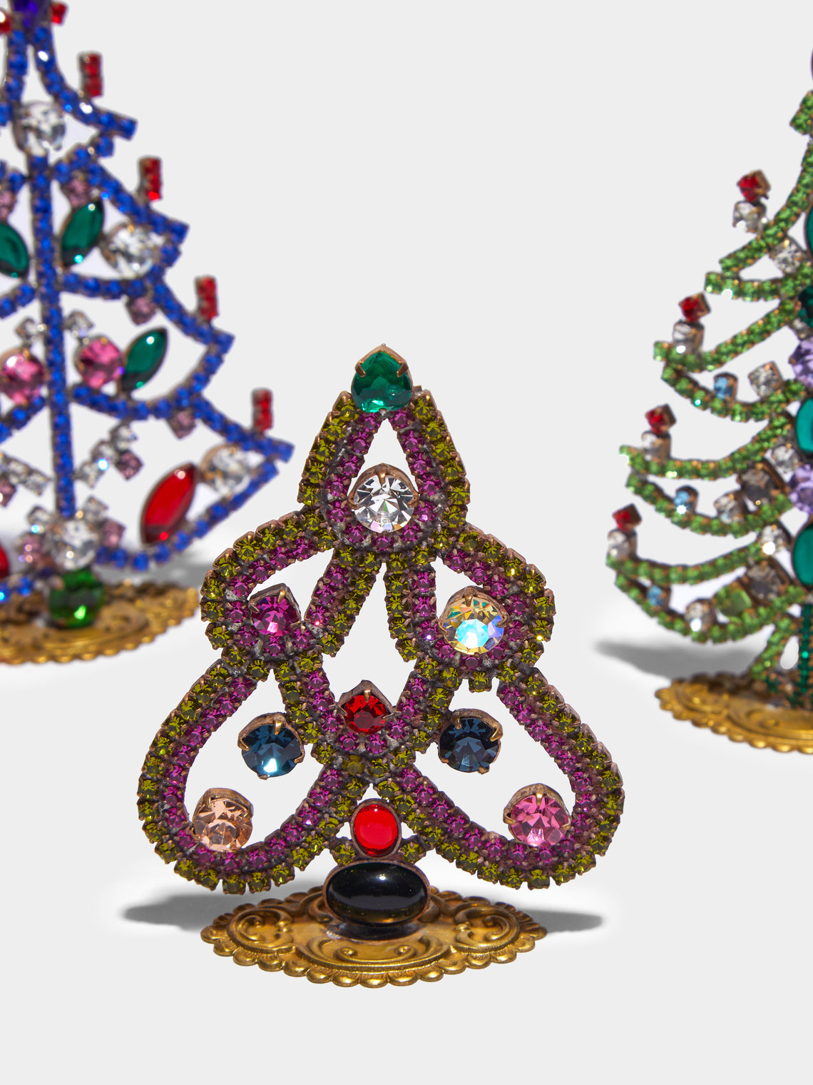 Antique and Vintage - 1930s Czech Jewelled Extra Small Christmas Trees (Set of 3) -  - ABASK