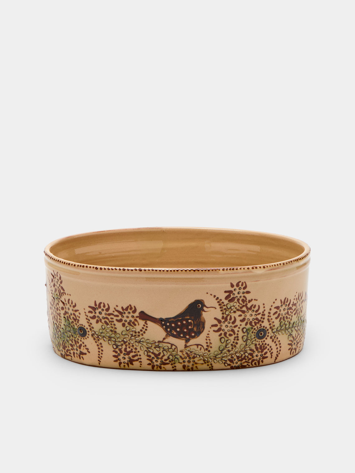 Poterie d’Évires - Birds Hand-Painted Ceramic Oval Serving Dish -  - ABASK - 