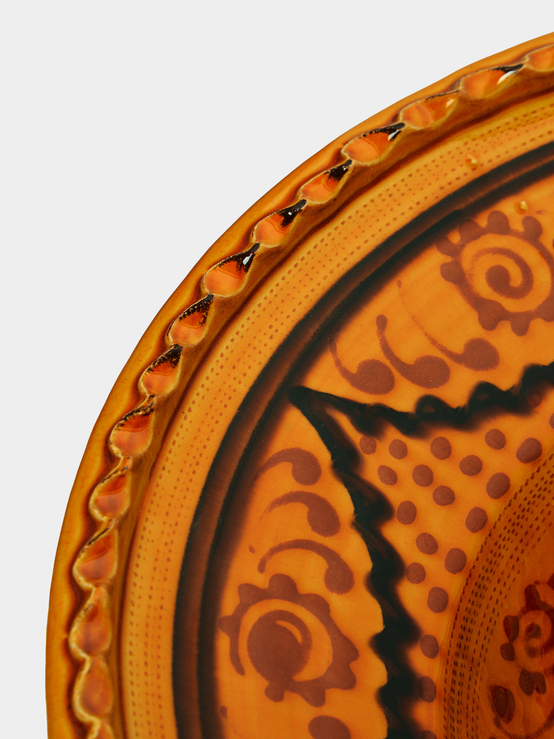 Poterie de Cliousclat - Hand-Painted Slipware Large Serving Bowl -  - ABASK