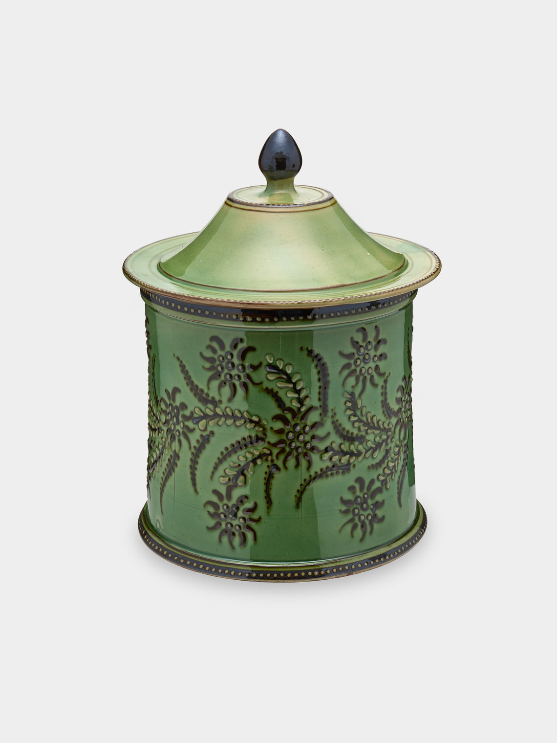 Poterie d’Évires - Flowers Hand-Painted Ceramic Medium Lidded Pot -  - ABASK - 