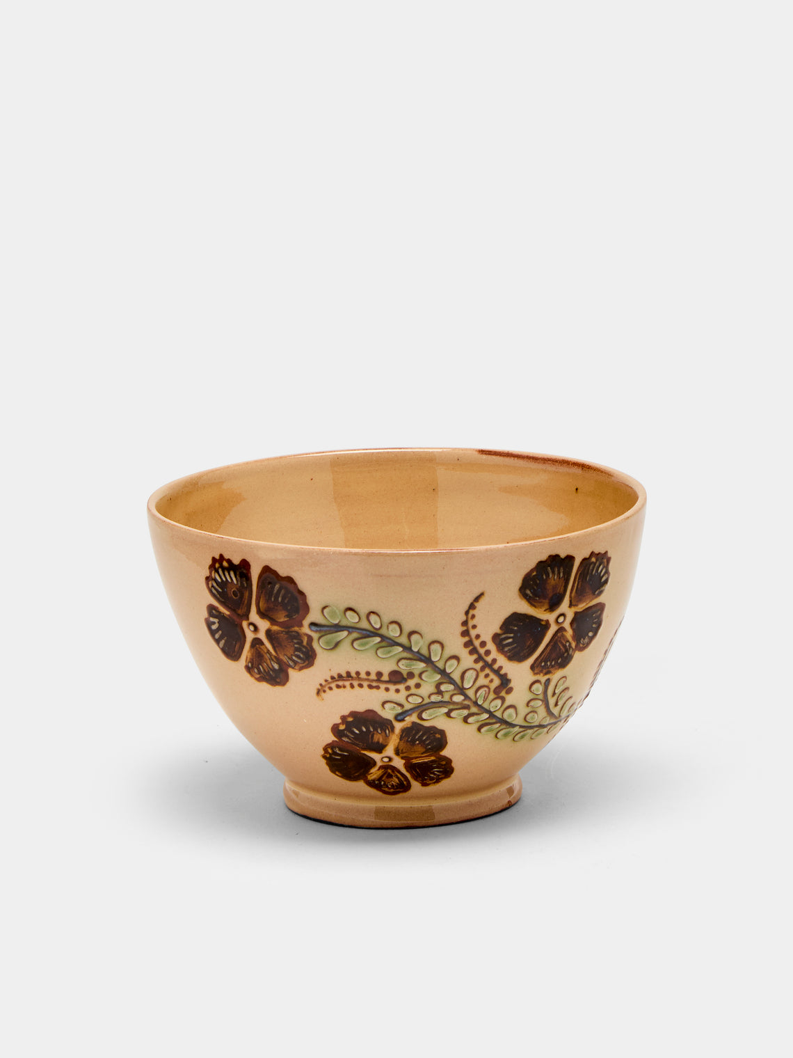 Poterie d’Évires - Birds and Flowers Hand-Painted Ceramic Cereal Bowls (Set of 4) -  - ABASK