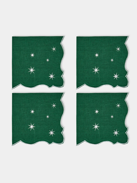 La Gallina Matta - Angelina Stars Embroidered Linen Napkins (Set of 4) -  - ABASK - 