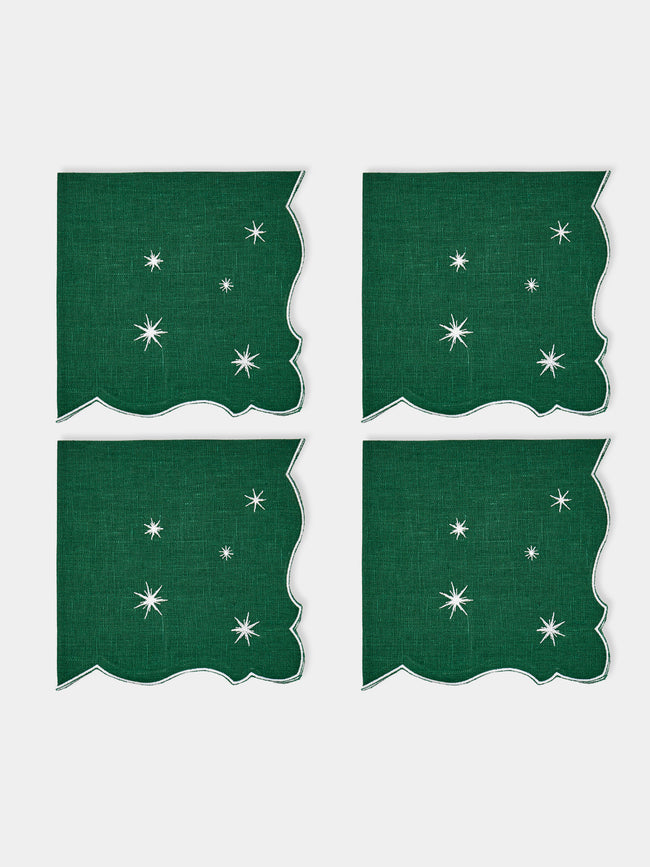 La Gallina Matta - Angelina Stars Embroidered Linen Napkins (Set of 4) -  - ABASK - 