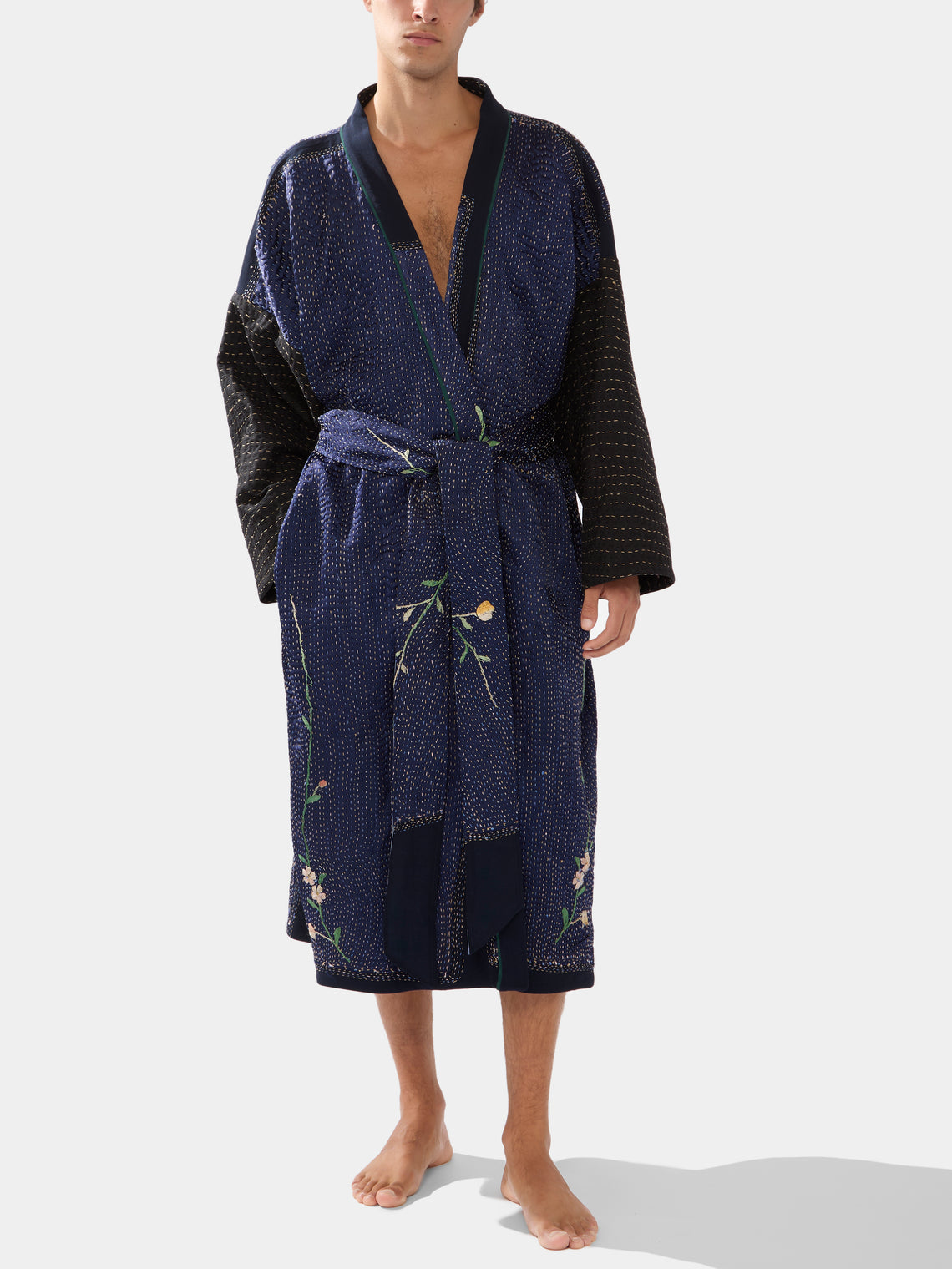 By Walid - 1920s Chinese Embroidered Silk Robe | One Size -  - ABASK