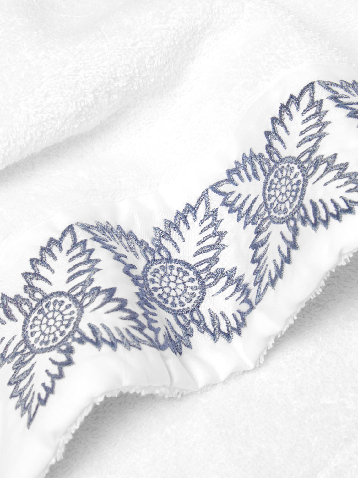Loretta Caponi - Foliage Hand-Embroidered Cotton Hand Towel -  - ABASK