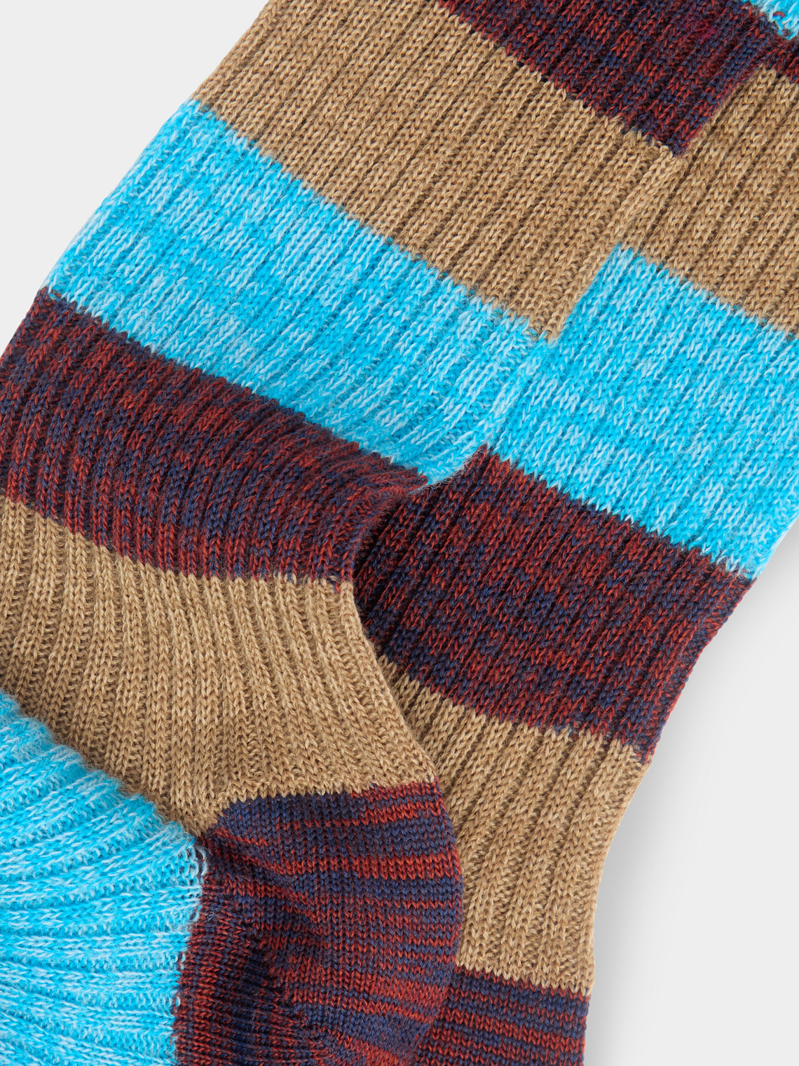 Maria La Rosa - Ribbed Cashmere and Silk Striped Socks | One Size -  - ABASK