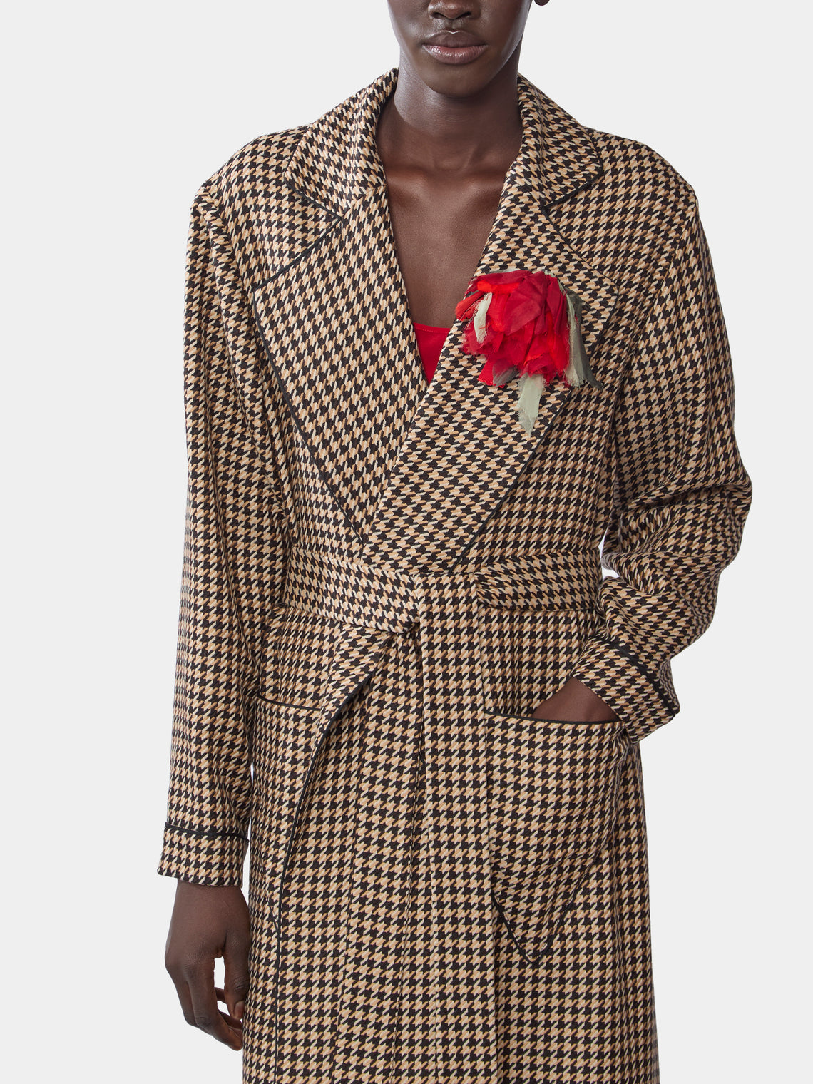 Wool Houndstooth Robe | Size: S