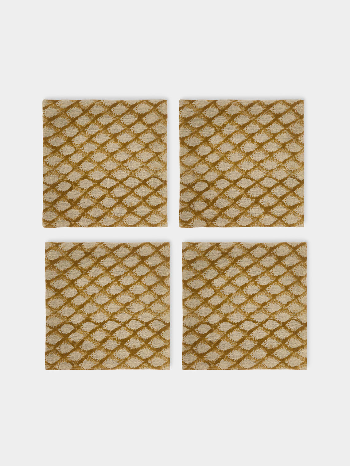 Chamois - Cypress Block-Printed Linen Napkins (Set of 4) -  - ABASK