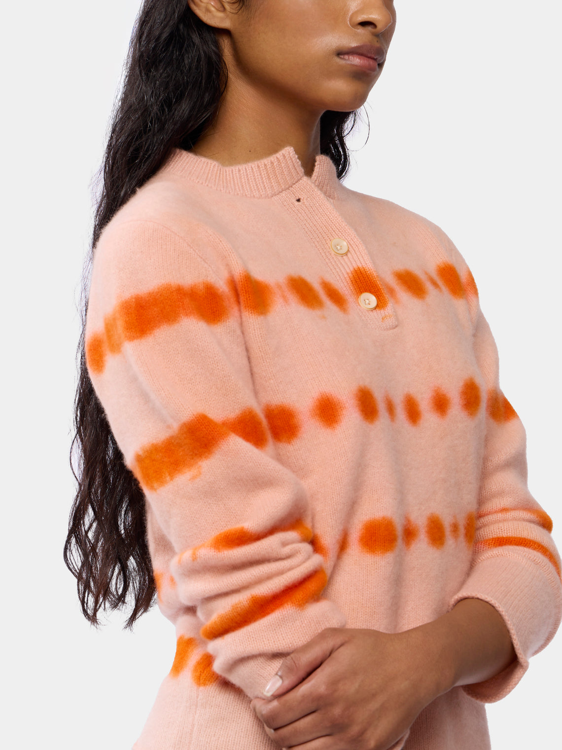 Rave-Dye Cashmere Henley Sweater | Size: S