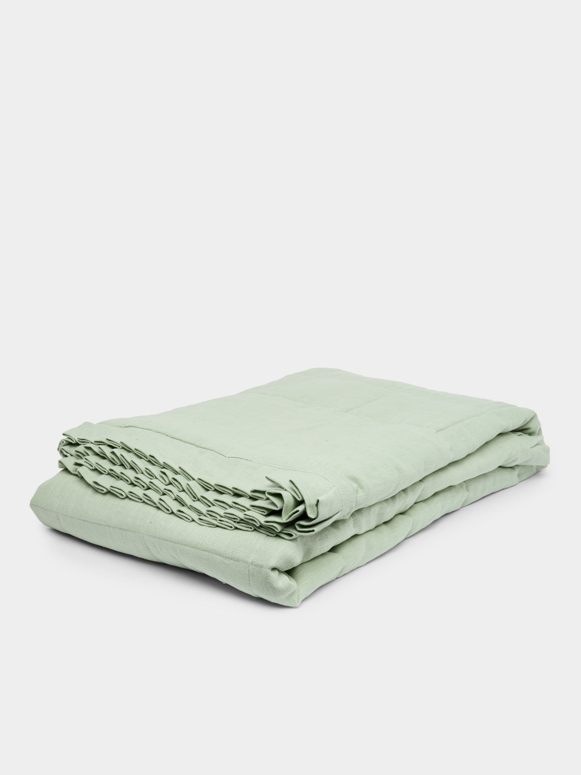 Volga Linen - Quilted Linen Super King-Size Bed Throw -  - ABASK