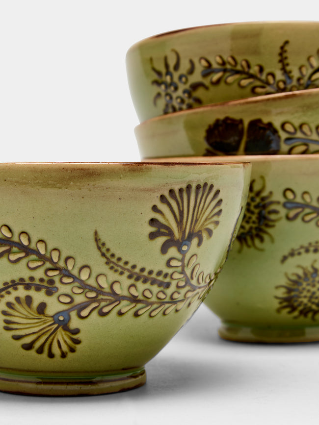 Poterie d’Évires - Flowers Hand-Painted Ceramic Cereal Bowls (Set of 4) -  - ABASK